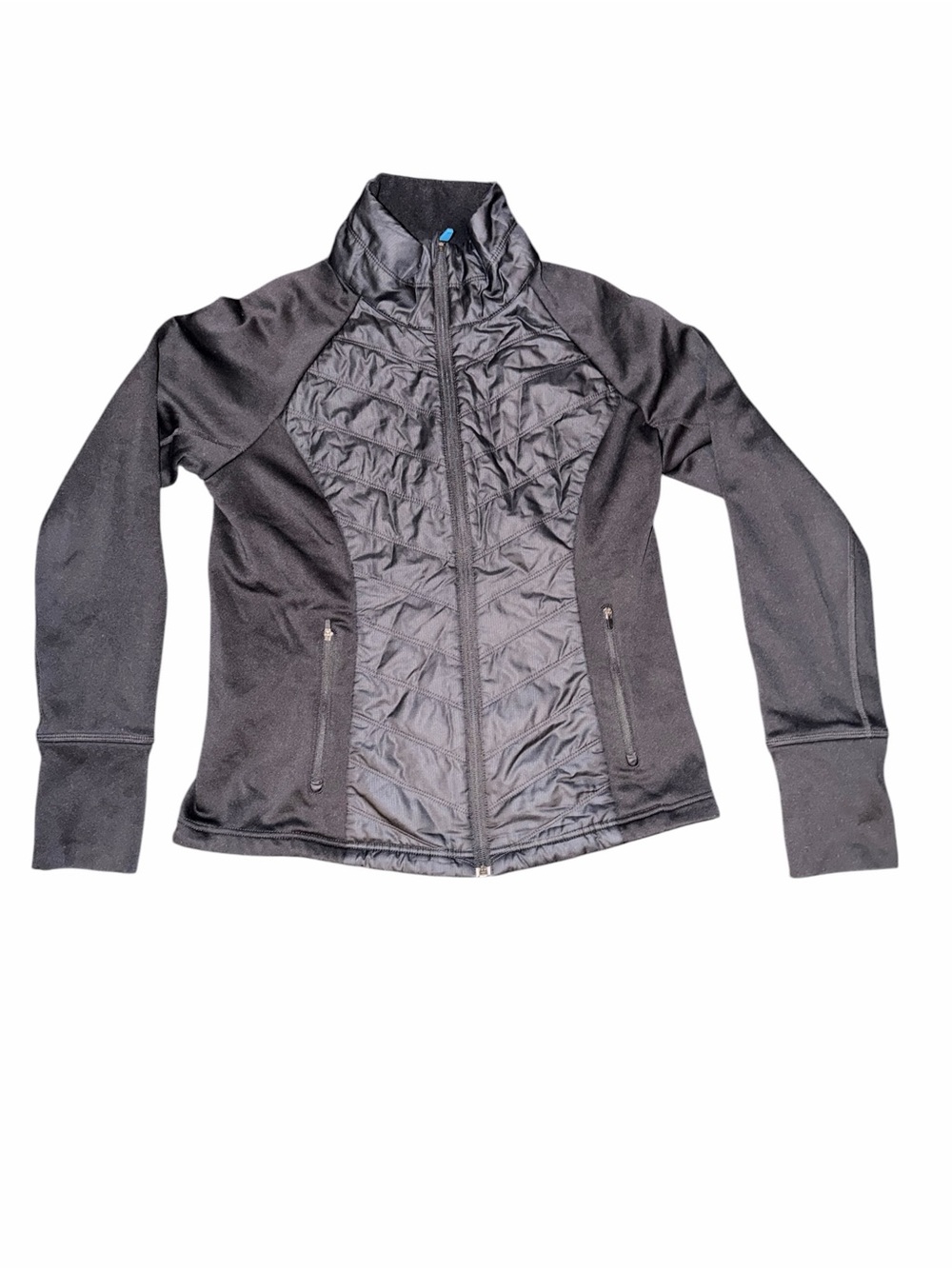 Zella Black Quilted Hybrid Bomber Jacket